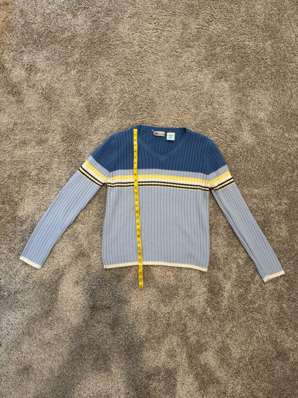 Faded Glory Light Blue Ribbed V-Neck Sweater